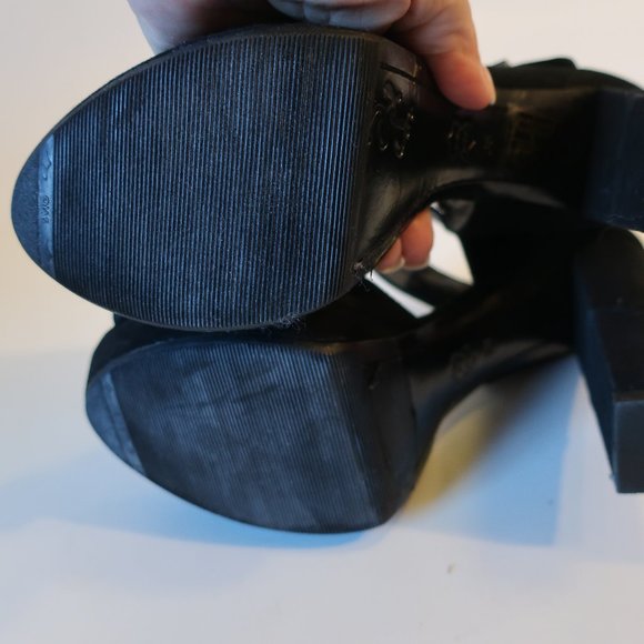 Womens Alice + Olivia Black Suede Peep Toe Platform Block Heels 38 US/8 * - Picture 10 of 11